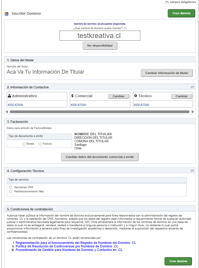 Datos de facturacion