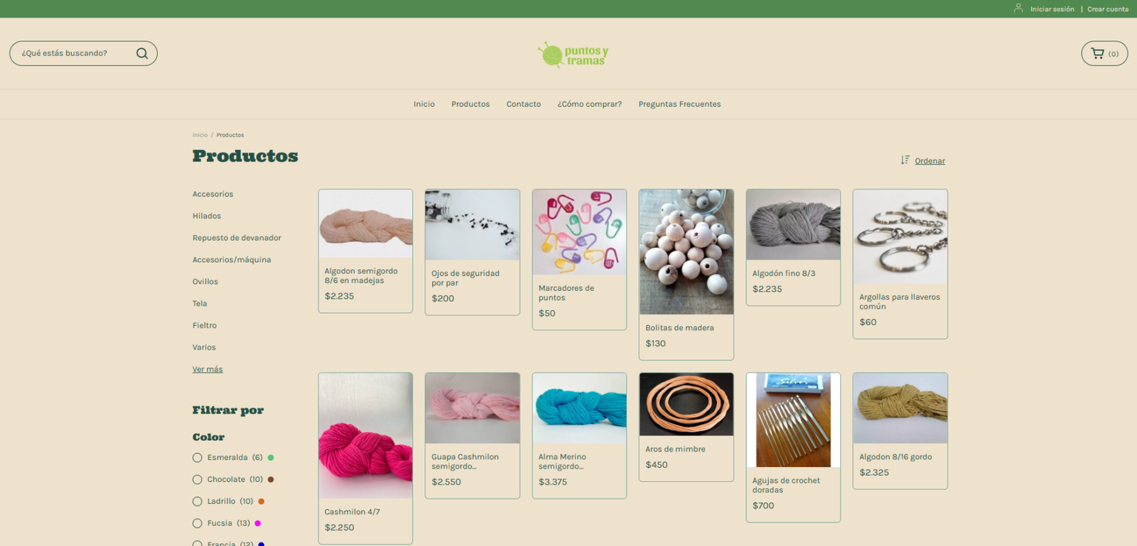 Tienda Nube anterior de Puntos y Tramas